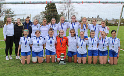 The Senior Girls Soccer team poses following the 2023 ISA tournament