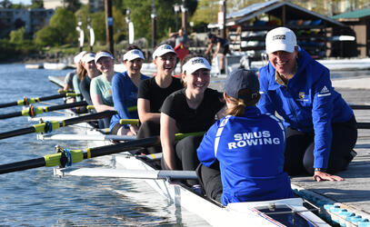 Coaching the girls rowing eight