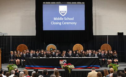 Students on stage for MS Closing Ceremony