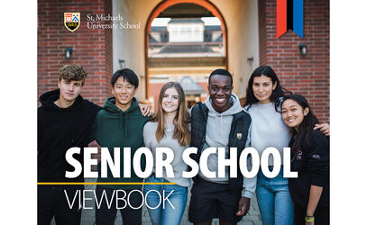 An image of students on the front page of the Senior School Viewbook