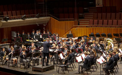 Band students performing on stage