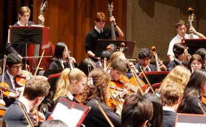 String musicians play at the Large Ensembles concert