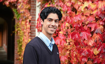 Senior School student Aaron Gill stands outside Crothall