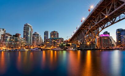 Vancouver skyline at twilight