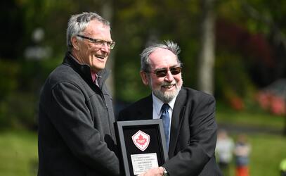 Ian Hyde-Lay receiving Rugby Canada Hall of Fame Award