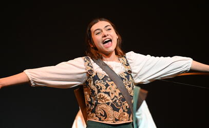 Sonja Ayala hits a note in the Senior School Musical Something Rotten