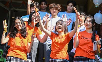 Boarding students participating in House Olympics