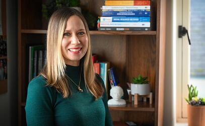 SMUS Senior School math teacher Elise Hoeppner in her classroom