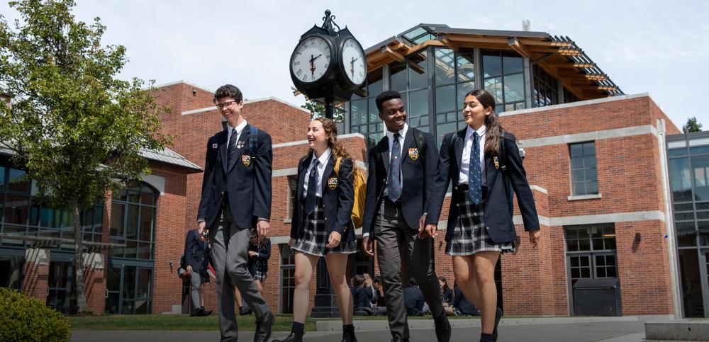 Homepage image featuring Senior School students in front of the Sun Centre