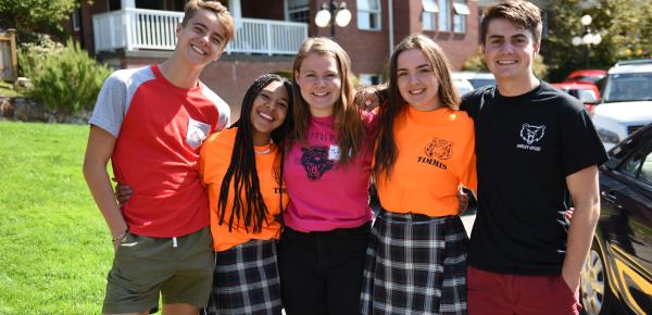 A group of boarding orientation day student helpers