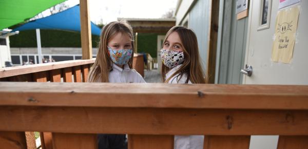 Junior School students wearing masks