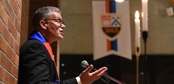 Mark Turner giving a Jubilee speech in Graves Hall