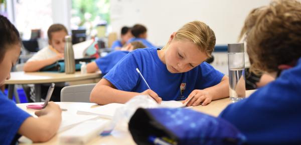 Middle School students studying in class