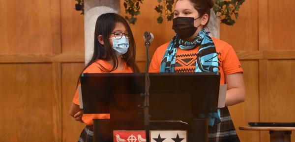 Middle School chapel on Orange Shirt Day for Truth and Reconciliation