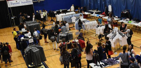 Parents Auxiliary Uniform Sales in the single gym