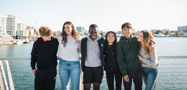 Senior students overlooking Victoria Inner Harbour