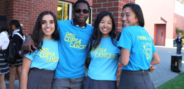 Senior School students sporting Cops For Cancer campaign t-shirts