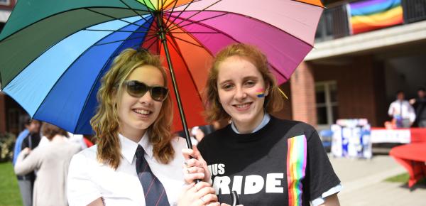 Senior School students showing their support for Pride Day