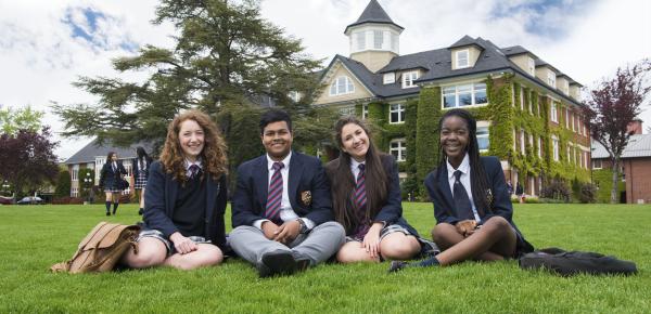 Senior School students in front of School House