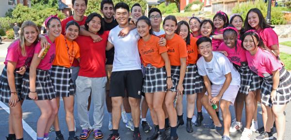 A group of boarding students on campus