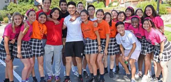 A group of boarding students on campus