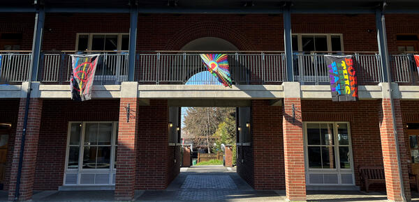 Pride flags fly in the Crothall Quad
