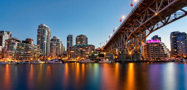 Vancouver skyline at twilight