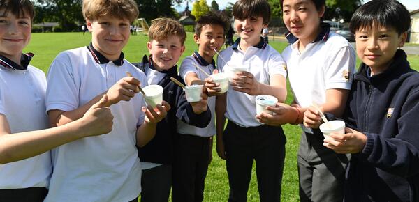 Middle School students pose with their Ice Creams.
