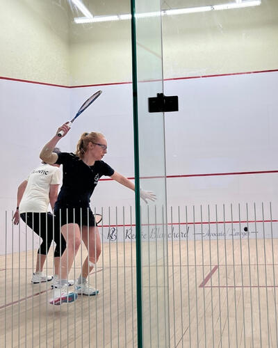 Thea Wilson-Scorgie on the squash court