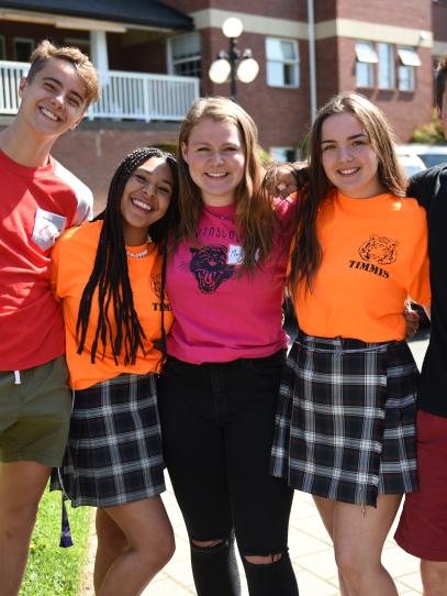 A group of boarding orientation day student helpers