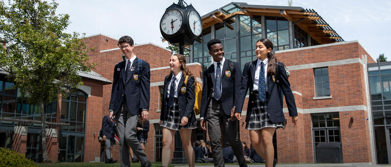 Homepage image featuring Senior School students in front of the Sun Centre