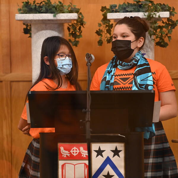 Middle School chapel on Orange Shirt Day for Truth and Reconciliation