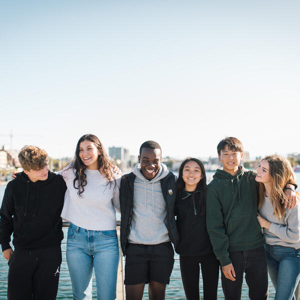 Senior students overlooking Victoria Inner Harbour