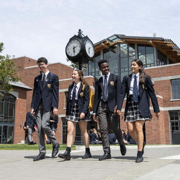 Senior School students walking in front of the Sun Centre