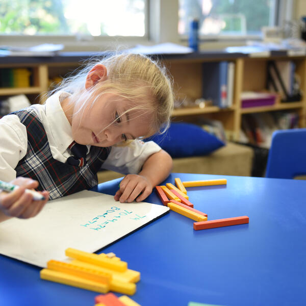 Junior School student doing math