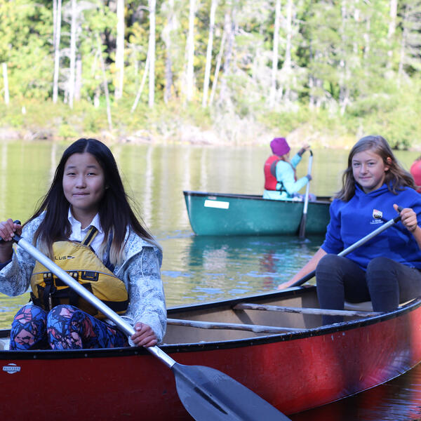 Middle School students canoeing