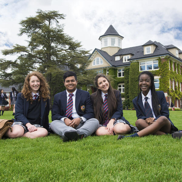 Senior School students in front of School House