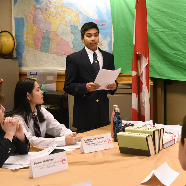 Senior School students doing a mock parliament in Social Studies