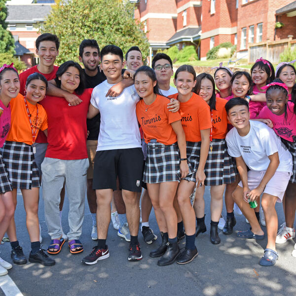 A group of boarding students on campus