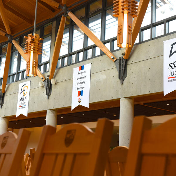 Jubilee banners in the Graves Hall