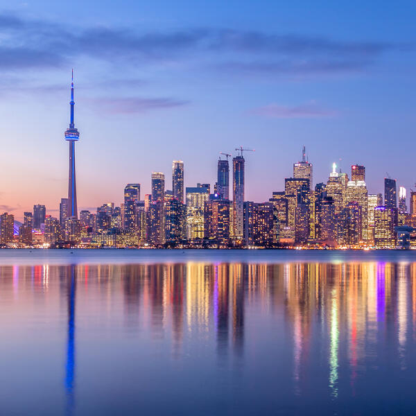 Toronto skyline lit at night