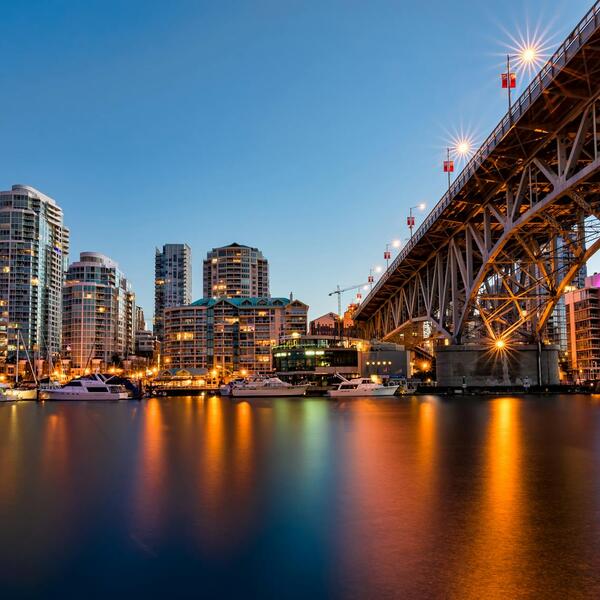 Vancouver skyline at twilight