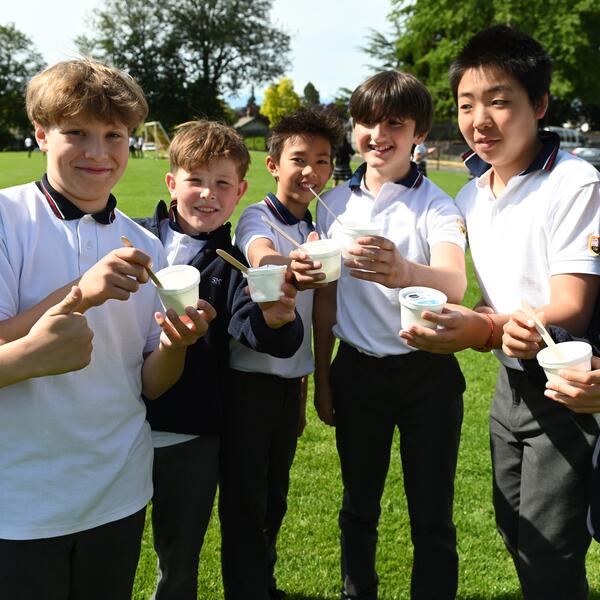 Middle School students pose with their Ice Creams.
