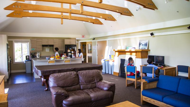 Inside the common room of a boarding house