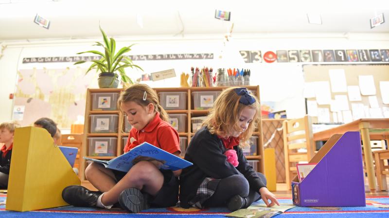 Two Kindergarten students reading