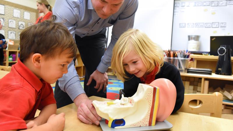 Junior School teacher with Kindergarten students in the classroom