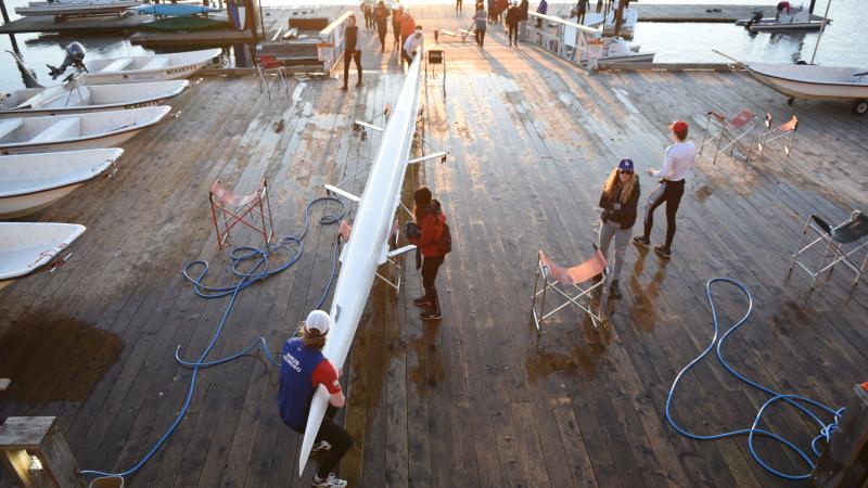 Activity on the SMUS Rowing Centre dock