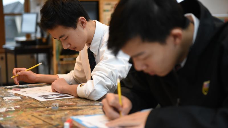 Senior School students in art class