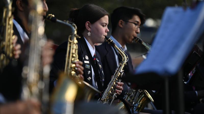 Senior School music students playing at the Jubilee ceremony