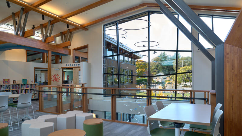 Junior School collaborative space on the second floor of the new annex
